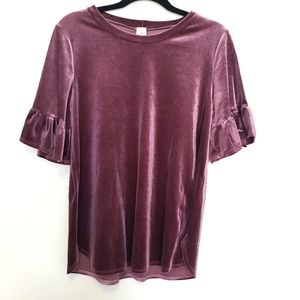 Vintage Velvet Purple Top w/ Ruffled Sleeve